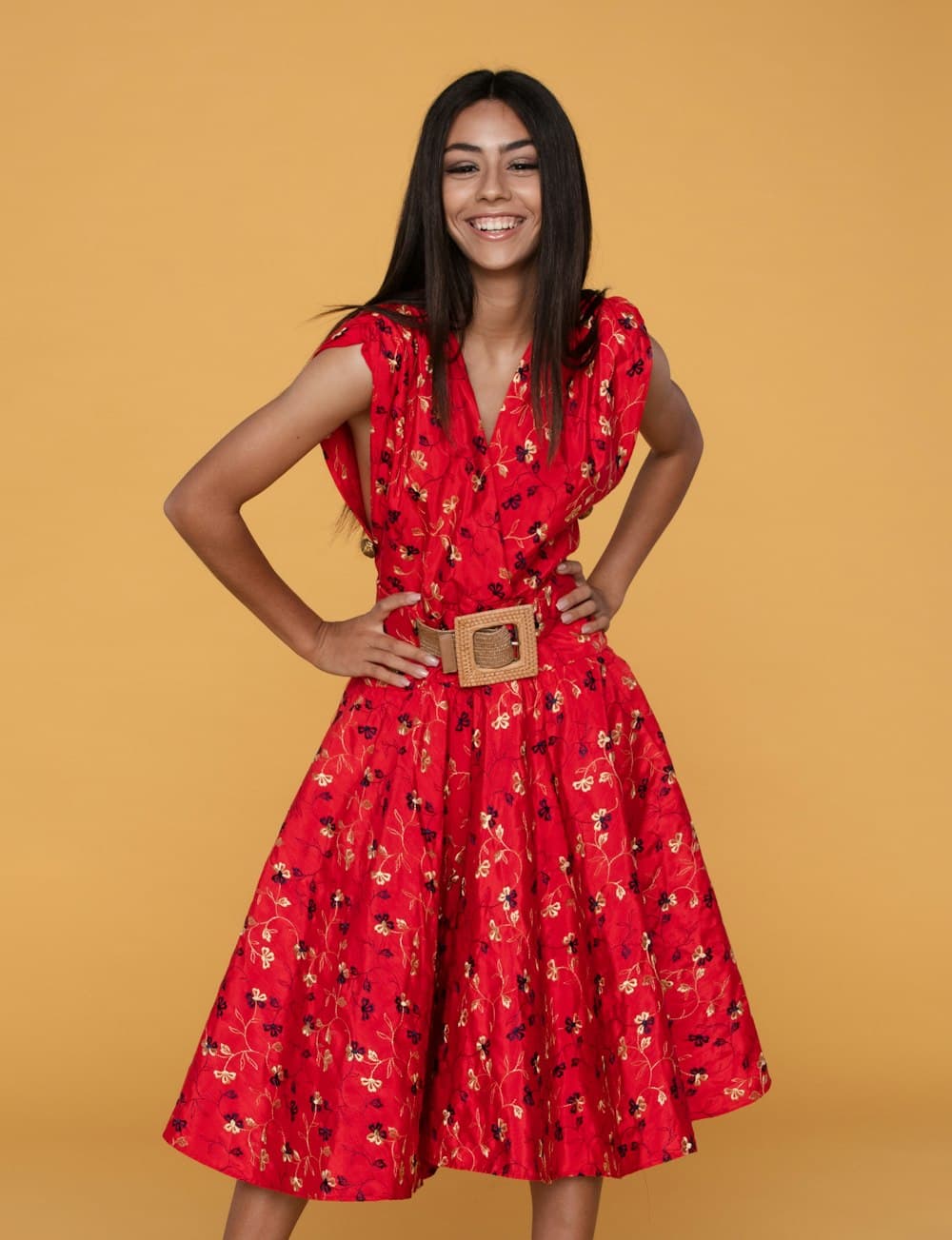 Terracotta Cotton Silk Midi Dress